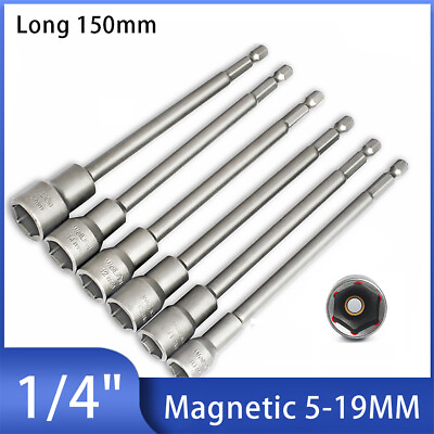 #ad 1 4quot; Magnetic Nut Driver Bit Set Hex Metric Socket Impact Drill Long 150mm $80.09