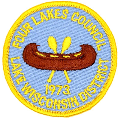 #ad Vintage 1973 Lake Wisconsin District Patch Four Lakes Council Wisconsin WI Canoe $35.00