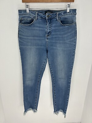 #ad Judy Blue Jeans Womens 13 31 Blue Denim Ankle Crop Skinny Fit Raw Hem Stretch $25.88