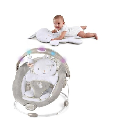 #ad Ingenuity InLighten Baby Bouncer Seat Light Up Toy Bar Bunny Tummy Time $48.99