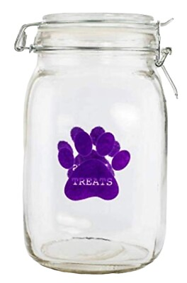 #ad Smart Living Dog Treat Biscuits Jar Canister 52oz Snap Lock Lid Clear Glass $24.99