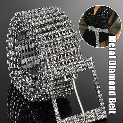 #ad Luxury Women Belt Full Rhinestone Waist Chain Waistband Shiny Diamond Crystal $16.08