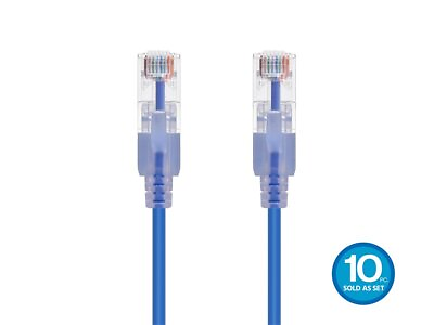 #ad SlimRun Cat6A Ethernet Patch Cable Network RJ45 Stranded UTP 30AWG 10ft Blue 5pk $39.26