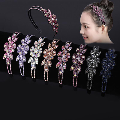 #ad Sparkly Rhinestone Headband Flower Crystal Hairband for Women Non slip Hair Hoop $11.82