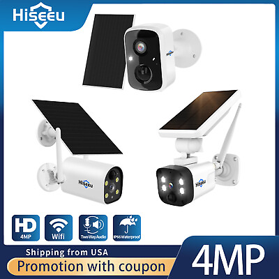 #ad Hiseeu 3K 4MP Solar Battery Powered Outdoor Wireless 2 Way Audio Security Camera $55.99