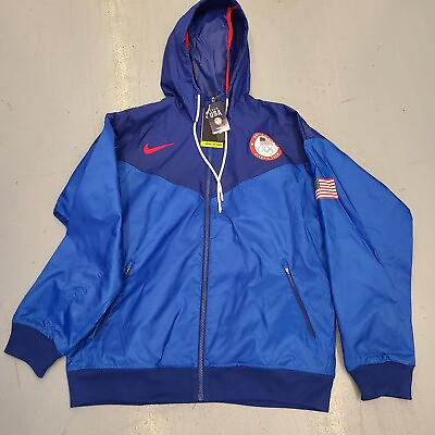 #ad Nike Jacket Mens Large Blue Wind Runner 2020 Olympic Team USA Sportswear $69.99