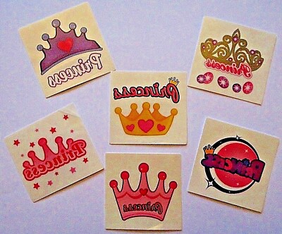 #ad PRINCESS Temporary Tattoos Girls Childrens Party Bag Fillers Choose Quantity GBP 1.49