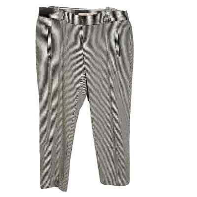 #ad Ann Taylor Loft Womens Cropped Pants Size 0 Marisa Seersucker Pin Stripe Blue $22.89