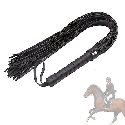#ad Horse Whip Genuine Leather Flogger Riding Handle Tassels Equestrian Whips $12.86