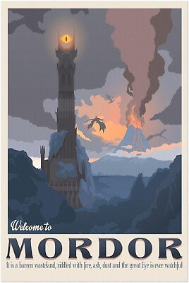 #ad Lord of the Rings Poster Welcome to Mordor Travel Print Wall Art Vintage $24.99
