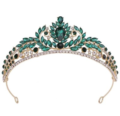 #ad Emerald Queen Princess Tiara Bride Bridesmaid Wedding Birthday Party Crown $24.99