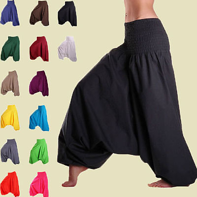 #ad Men amp; Women Harem Pants Cotton Baggy Yoga Afghani Genie Indian Aladdin Trouser $19.99
