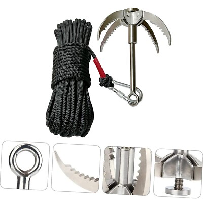 #ad Climbing Hook Stainless Steel Gravity Hook Foldable Grappling Claw with 20m Rope $103.12