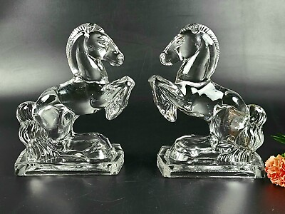 #ad Vintage 1940#x27;s Pair Ends by LE Smith Glass Horse Book $75.00