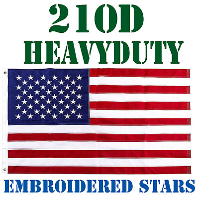 #ad 3#x27;x5#x27; US American Flag Heavy Duty Embroidered Stars Sewn Stripes Grommets Oxford $13.99