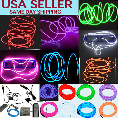 #ad Neon LED Light Glow EL Wire String Strip Rope Tube Decor Car Party Controller $7.58