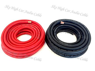50 ft 4 Gauge AWG 25#x27; BLACK 25#x27; RED Power Ground Wire Sky High Car Audio $44.95