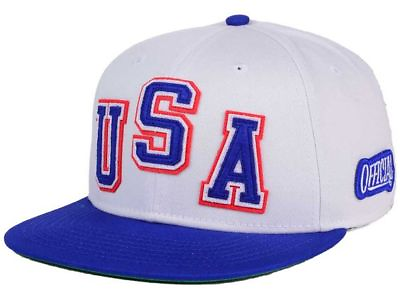 #ad Official Brand Oversized USA Logo White Adjustable Snap Back Flat Bill Cap Hat $19.99