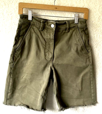 #ad Everlane Denim Mom Shorts Womens Size 4 High Rise Olive Green Frayed Hem $22.00