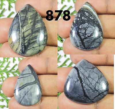 #ad 134.45Cts. Natural Picasso Jasper 4Pcs Pear Crystal Loose Gemstone 33 35MM C $18.89