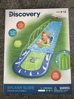 #ad Discover Splash Water Slide Water Inflatable 15 ft. Sliding Fun for Lawn 5 12 yr $14.99