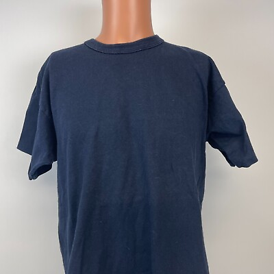 #ad Champion Basic Single Stitch T Shirt Vtg 80s Blue Made In USA Size XL $24.49