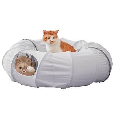 #ad 2 in 1 Collapsible Cat Tunnel Pet Bed Indoor Playground Toys for Small Medium $32.99