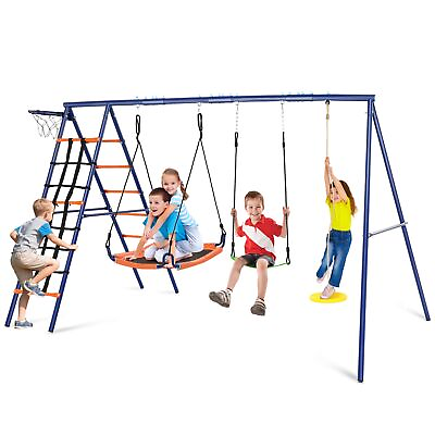 #ad Swing Set for Backyard 6 in 1 Multifunction Kids Swing Set Heavy Duty 550 l... $290.70