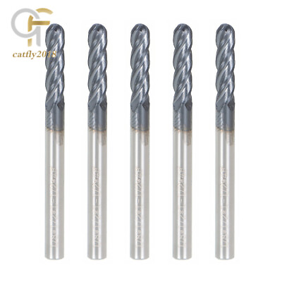 #ad 5 PCS 1 8quot; 4 Flute 1 1 2quot; Overall Length Ball Nose Carbide End Mill $16.42