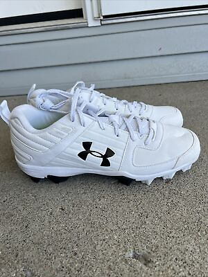 #ad Under Armour Leadoff Low SIZE 8.5 JR. 3022071 100 Baseball Cleats White $29.99