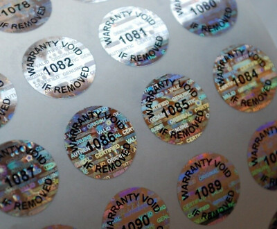 #ad 100 Silver Hologram Tamper Evident Warranty Void Security Labels Stickers Seals $8.99