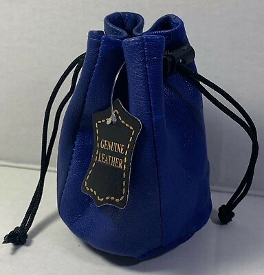 #ad NEW Quality Soft Leather Drawstring Wrist Pouch with spring locks Coin Purse $5.59
