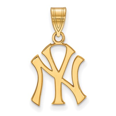 #ad 14k Yellow Gold MLB LogoArt New York Yankees N Y Medium Pendant $333.00