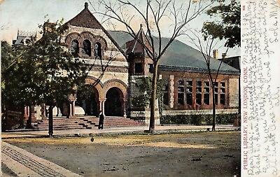 #ad Public Library New London Connecticut Very Early Postcard Used in 1906 $12.00