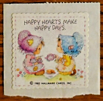 #ad Vintage 1982 Hallmark Happy Hearts Make Happy Days Tea Party Sticker $1.49