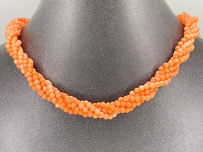 #ad Vintage Coral Multi Stand 5 Strand Necklace 15” Gold Toned Clasp Signed Lucoral $45.00