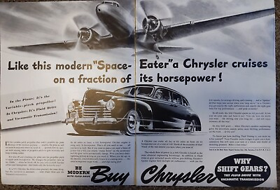 #ad 1941 vintage Chrysler sedan world war II era print ad $8.99