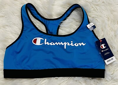 #ad Champion Sports Bra The Authentic Script Logo Women Moderate Support Wicking 3X $17.99