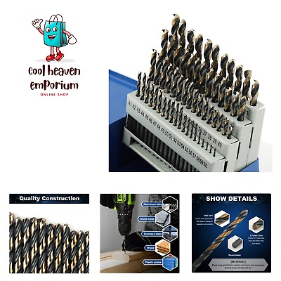 #ad Number Size Drill Bit Set 60pcs Jobber Length Drill Bits Wire Gauge 1 to 60... $55.99