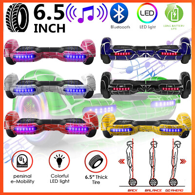 #ad 6.5#x27;#x27; Self Balancing Scooter Electric Hoverboard Bluetooth Speaker LED UL NO Bag $129.99