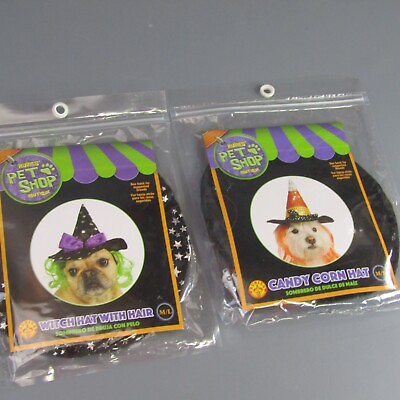 #ad Rubies Pet Shop Boutique Witch Hat amp; Candy Corn with Hair Halloween Dogs M L Lot $9.17