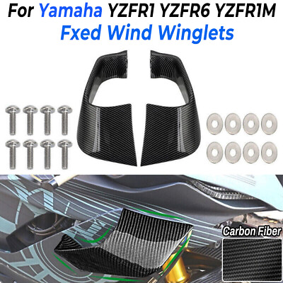 #ad Front Spoiler Fxed Wind Winglets Carbon Fiber For Yamaha YZF R1 R6 R1M 2015 2022 $135.99
