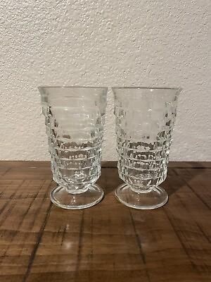 #ad Vintage Indiana Glass Clear Whitehall Goblets 6” Set of 2 $10.00