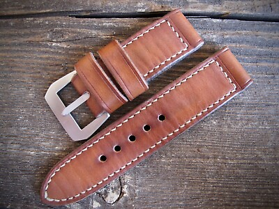 #ad Handmade quot;Cuoio 2quot; brown leather watch strap VDB Panerai GPF 282726 2422mm $90.00