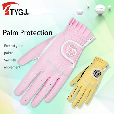 #ad TTYGJ 1pair PU Leather Women Golf Gloves Breathable Full Finger Anti slip Mitten $16.11