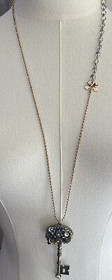 #ad NWOT Betsy Johnson Jeweled Key Antique Necklace $45.00