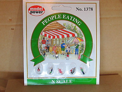 #ad N SCALE PEOPLE PEOPLE EATING NEW MODEL POWER #1378 $7.99