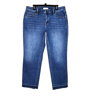 #ad Lane Bryan Sz 16 Jeans Flex Magic Waistband High Rise Straight Frayed Distressed $20.00