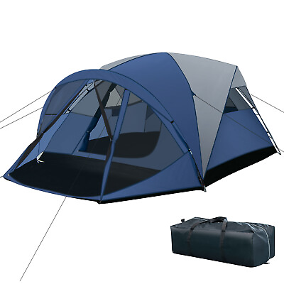 #ad Goplus 6 Person Camping Dome Tent Large Family Ventilated Tent w Rainfly Blue $112.99