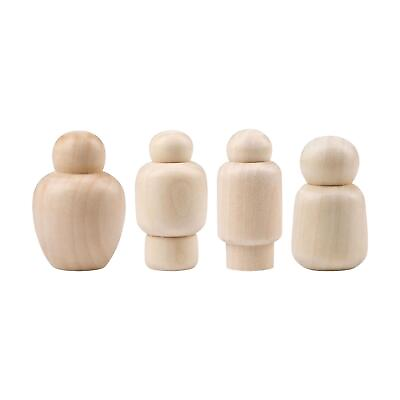 #ad Wooden Peg Dolls Unfinished People Shapes Wood Doll for DIY Craft Graffiti Toys $6.03